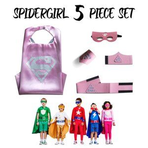 SuperGirl Super Hero Capes for Kids, Set of 5 Pieces One Size Fits All Halloween